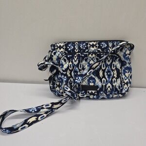 Vera Bradley Blue Ikat Quilted Cotton RFID Crossbody Bag Messenger Purse